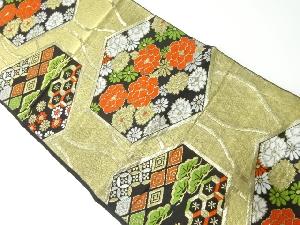 アンティーク　花亀甲模様織出し袋帯（材料）